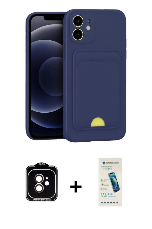 ieg™ iPhone 11 Kılıf Vadi Çizgi Prime - Şeffaf Pasifik Cam Ekran Koruyucu + Turuncu PVD Metal Kamera