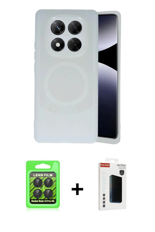 ieg™ Redmi Note 14 Pro 4G Kılıf Ufuk Serisi - Şeffaf Hayalet Polymer Nano Ekran Koruyucu + Siyah Raz