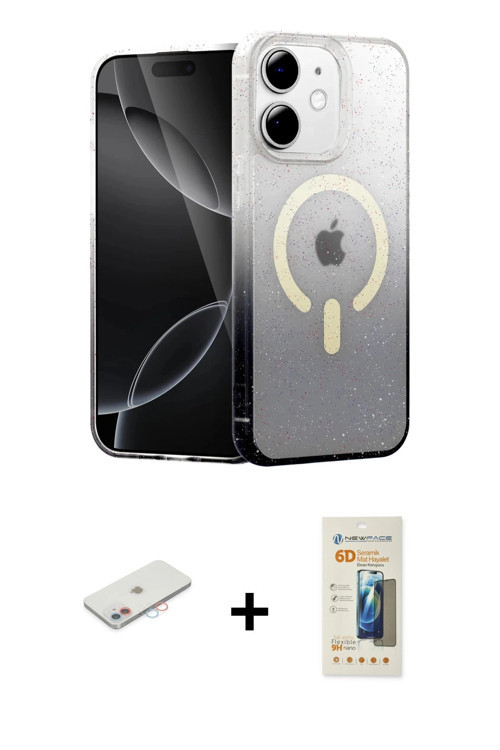 ieg™ iPhone 11 Kılıf Eksen Minimal Özel Seri - Siyah 6D Mat Seramik Hayalet Nano Ekran Koruyucu + Pe