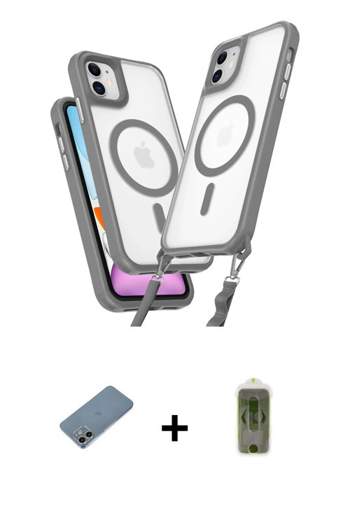 ieg™ iPhone 12 Kılıf Atlas Doku Koleksiyonu - Siyah Joko Magic 5D Hayalet Cam + Gökkuşağı Shine Kame