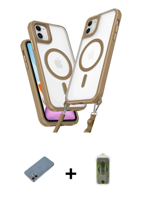 ieg™ iPhone 12 Kılıf Atlas Doku Koleksiyonu - Siyah Joko Magic 5D Hayalet Cam + Gökkuşağı Shine Kame