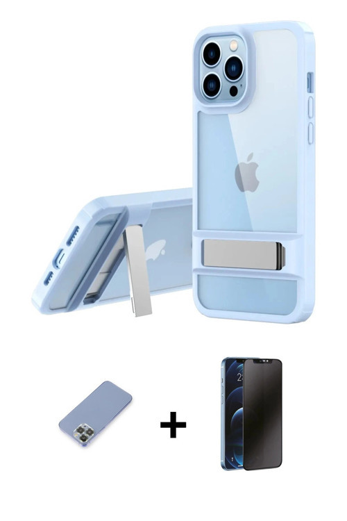 ieg™ iPhone 13 Pro Max Kılıf Yadigar Yansıma - Siyah 3D Antistatik Hayalet Cam Ekran Koruyucu + Koyu