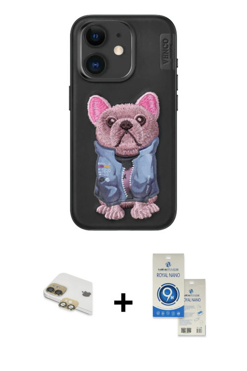 ieg™ iPhone 11 Kılıf İz Minimal Koleksiyonu - Şeffaf Royal Nano Ekran Koruyucu + Gold Pers Alüminyum