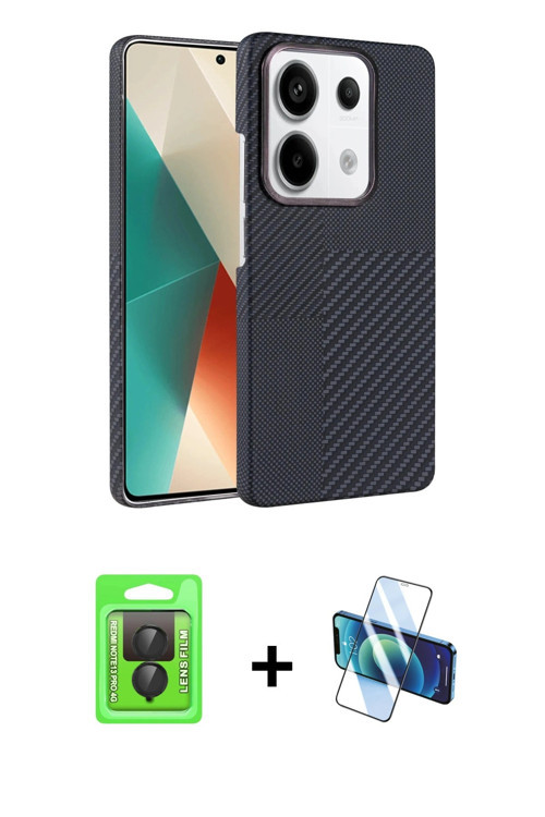ieg™ Redmi Note 13 Pro 4G Kılıf Doruk Serisi - Siyah 3D Antistatik Seramik Nano Ekran Koruyucu + Siy