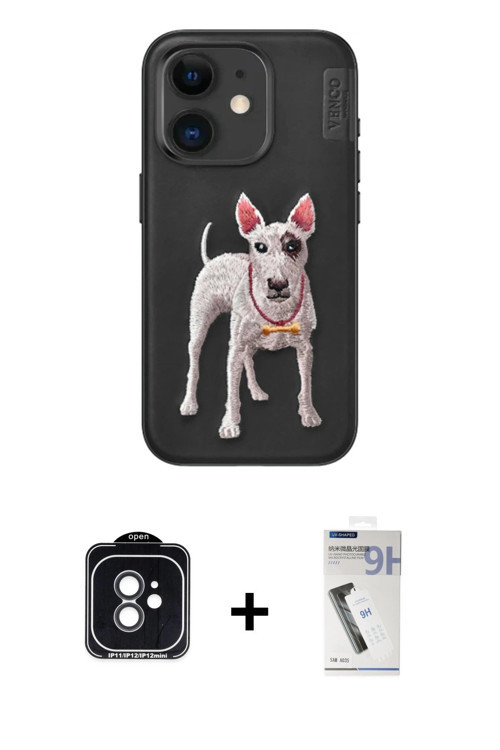 ieg™ iPhone 11 Kılıf Nova Form Koleksiyonu - Şeffaf Uv Polymer Nano Ekran Koruyucu + Siyah PVD Metal