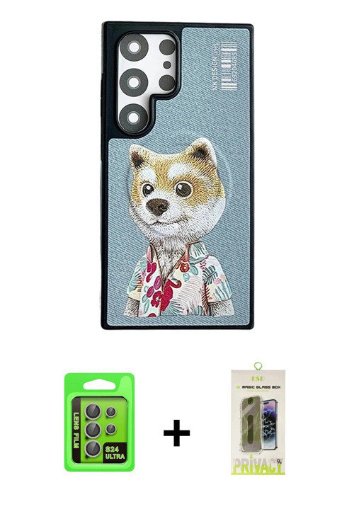 ieg™ Galaxy S24 Ultra Kılıf Siluet Modern Özel Seri - Siyah Joko Magic 5D Hayalet Cam + Gri Raze Met