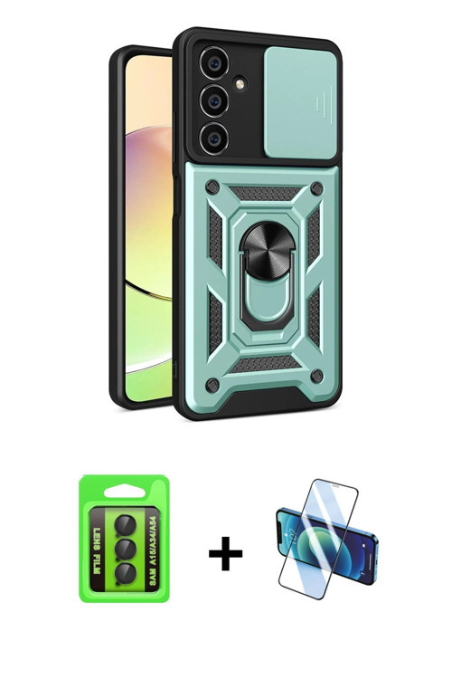 Galaxy A15 4G Kılıf Ahenk Klasik - Siyah 3D Antistatik Seramik Nano Ekran Koruyucu + Siyah Raze