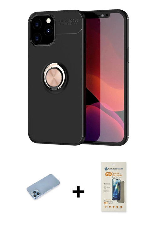 iPhone 12 Pro Max Kılıf Yankı Form Prime - Siyah 6D Mat Seramik Hayalet Nano Ekran Koruyucu + M