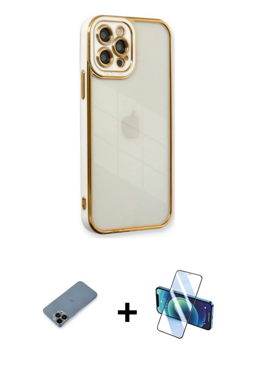 iPhone 12 Pro Kılıf Çekirdek Klasik Serisi - Siyah 3D Antistatik Seramik Nano Ekran Koruyucu +