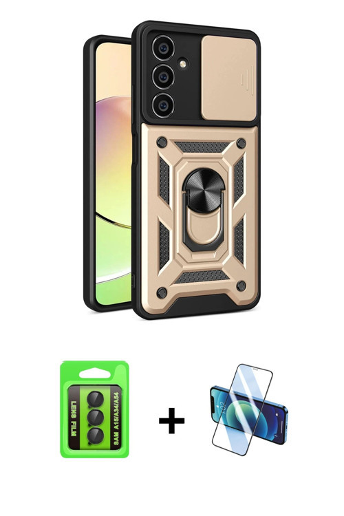 Galaxy A15 4G Kılıf Ahenk Klasik - Siyah 3D Antistatik Seramik Nano Ekran Koruyucu + Siyah Raze