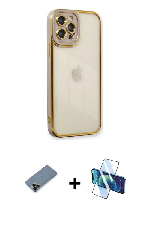 iPhone 12 Pro Kılıf Çekirdek Klasik Serisi - Siyah 3D Antistatik Seramik Nano Ekran Koruyucu +
