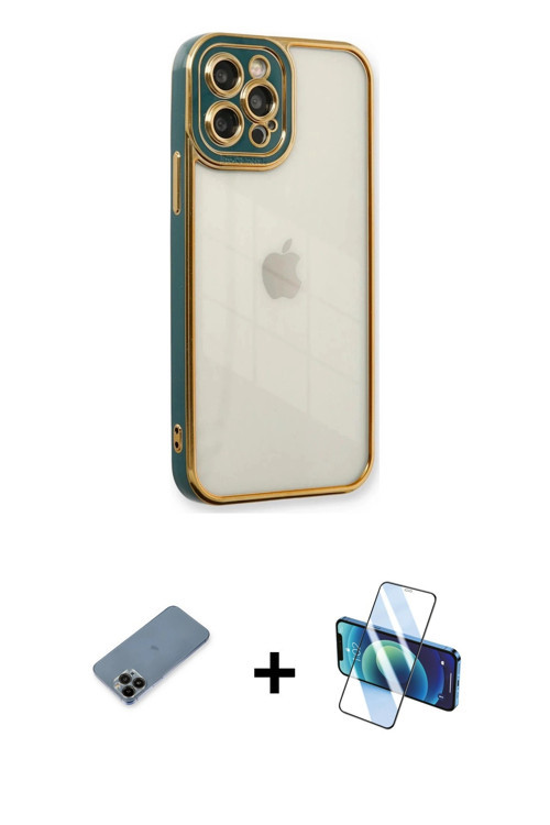 iPhone 12 Pro Kılıf Çekirdek Klasik Serisi - Siyah 3D Antistatik Seramik Nano Ekran Koruyucu +