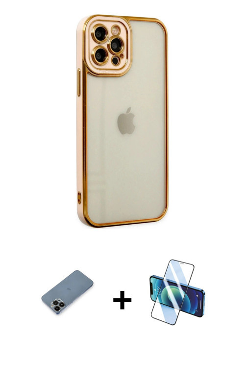 iPhone 12 Pro Kılıf Çekirdek Klasik Serisi - Siyah 3D Antistatik Seramik Nano Ekran Koruyucu +