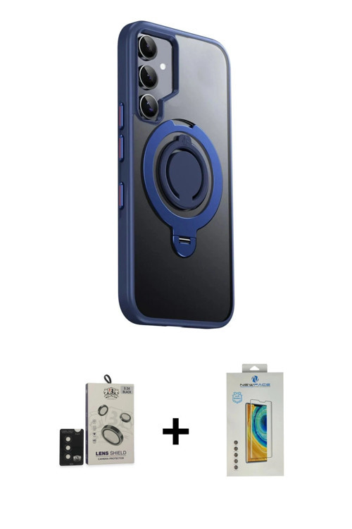 Galaxy S24 Kılıf Zirve Çizgi Prime - Siyah Polymer Nano Ekran Koruyucu + Siyah Bilvis Titan Kam