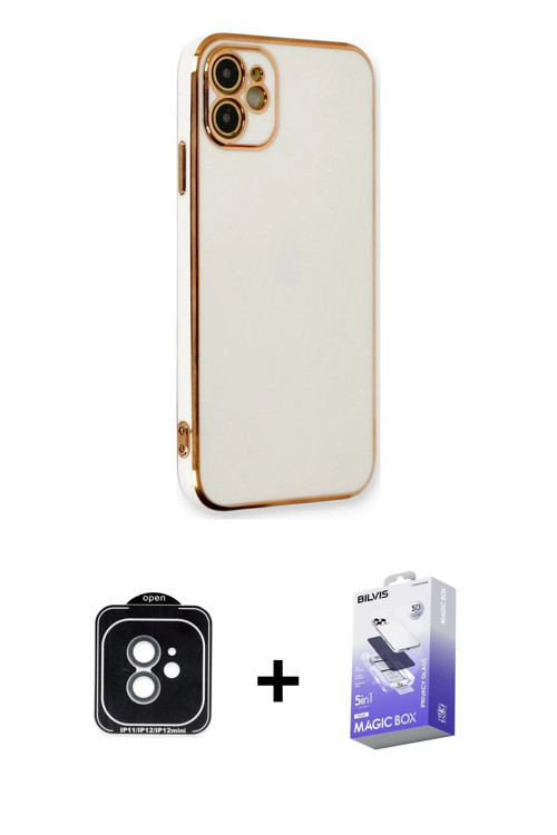 iPhone 11 Kılıf Yankı Serisi - Siyah Bilvis 5in1 5D Magic Hayalet Cam Ekran Koruyucu + Yeşil PV