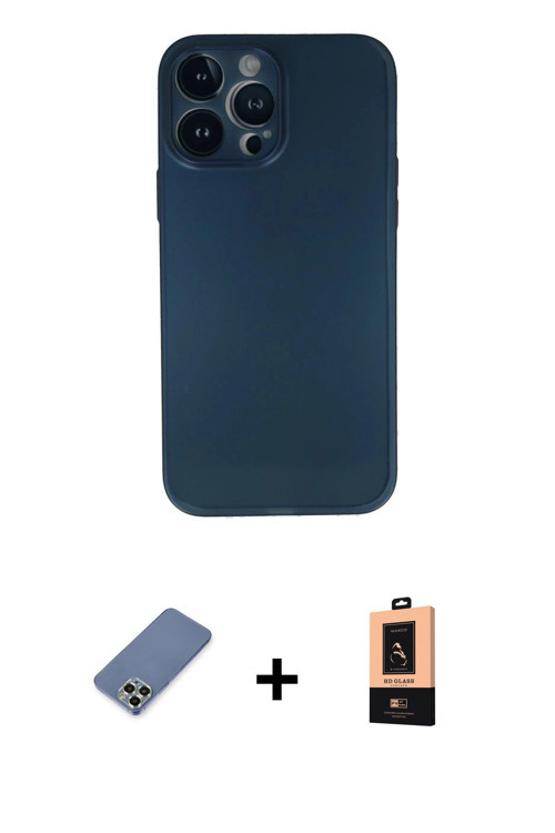 iPhone 13 Pro Max Kılıf Yadigar Yansıma Serisi - Şeffaf Maxco Cam Ekran Koruyucu + Açık Yeşil M