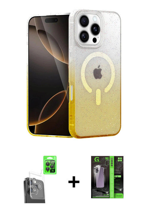 iPhone 16 Pro Kılıf Eksen Minimal Özel Seri - Şeffaf 360 Full Body Arka Koruyucu + Siyah Raze M