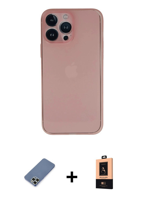 iPhone 13 Pro Max Kılıf Yadigar Yansıma Serisi - Şeffaf Maxco Cam Ekran Koruyucu + Açık Yeşil M