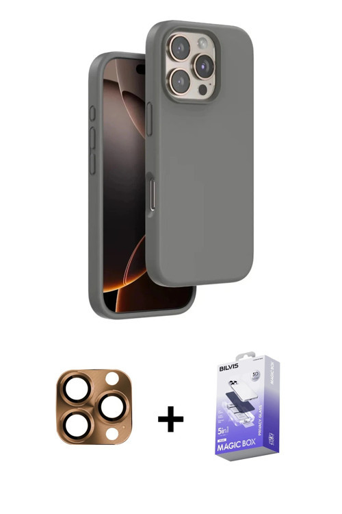 iPhone 16 Pro Max Kılıf Kıvılcım Çizgi Serisi - Siyah Bilvis 5in1 5D Magic Hayalet Cam Ekran Ko