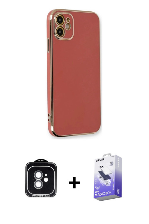 iPhone 11 Kılıf Yankı Serisi - Siyah Bilvis 5in1 5D Magic Hayalet Cam Ekran Koruyucu + Yeşil PV