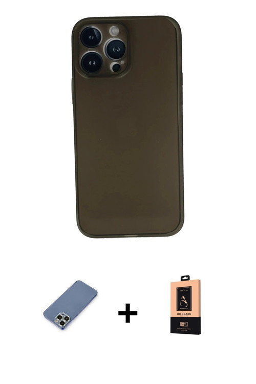 iPhone 13 Pro Max Kılıf Yadigar Yansıma Serisi - Şeffaf Maxco Cam Ekran Koruyucu + Açık Yeşil M