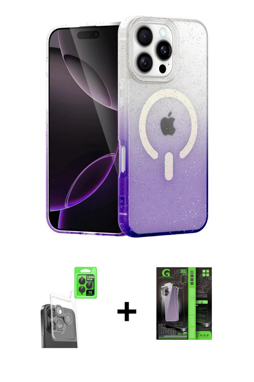 iPhone 16 Pro Kılıf Eksen Minimal Özel Seri - Şeffaf 360 Full Body Arka Koruyucu + Siyah Raze M