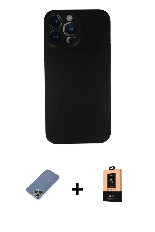 iPhone 13 Pro Max Kılıf Yadigar Yansıma Serisi - Şeffaf Maxco Cam Ekran Koruyucu + Açık Yeşil M
