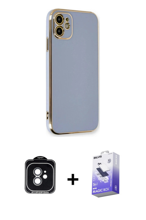 iPhone 11 Kılıf Yankı Serisi - Siyah Bilvis 5in1 5D Magic Hayalet Cam Ekran Koruyucu + Yeşil PV