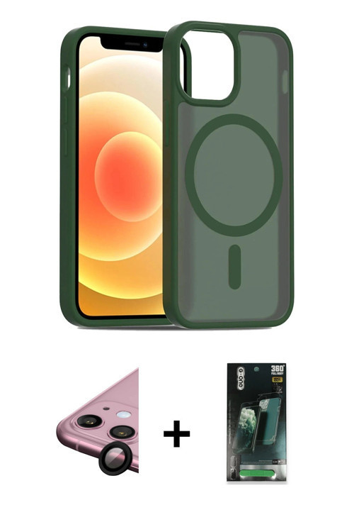 iPhone 11 Kılıf Siluet Minimal Prime - Siyah 360 Mat Full Body Arka Koruyucu + Siyah Raze Metal