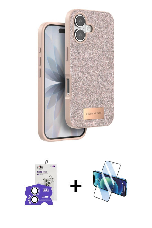 iPhone 17 Kılıf Vadi Klasik Serisi - Siyah 3D Antistatik Cam Ekran Koruyucu + Gümüş Bilvis Tita