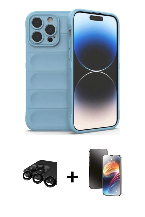 iPhone 15 Pro Max Kılıf Atlas Koleksiyonu - Siyah 3D Antistatik Mat Seramik Nano Ekran Koruyucu