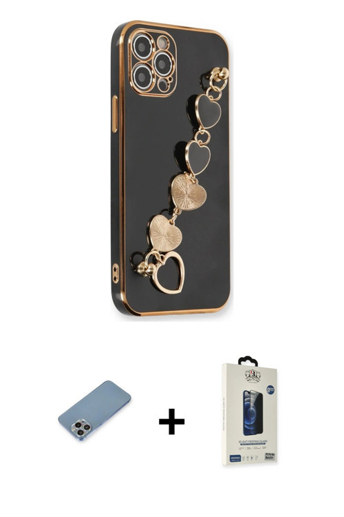 iPhone 12 Pro Max Kılıf Nova Işık Prime - Siyah Bilvis Hayalet Cam Ekran Koruyucu + Gökkuşağı S