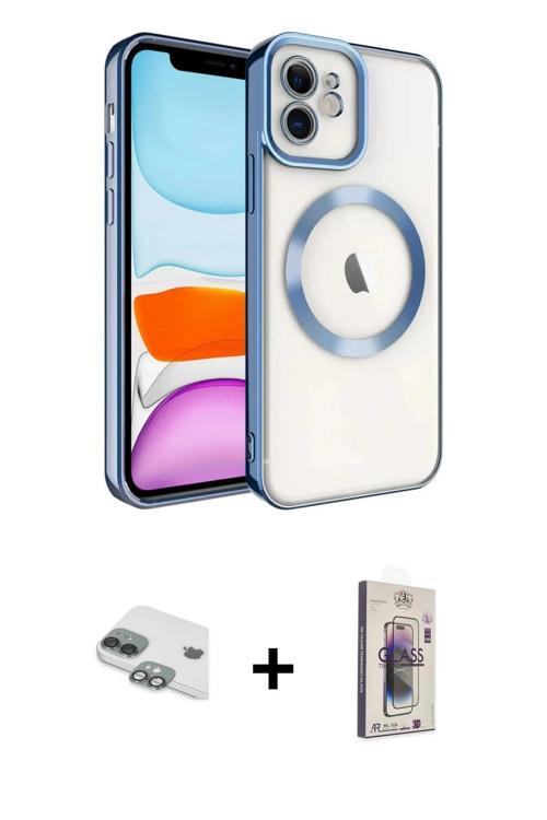 iPhone 11 Kılıf Nova Işık Özel Seri - Siyah Bilvis 3D Cam Ekran Koruyucu + Yeşil Pers Alüminyum