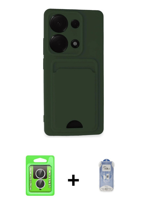 Redmi Note 13 Pro 4G Kılıf Vadi Çizgi Prime - Siyah Joko Magic 5D Cam + Gümüş Raze Metal Kamera