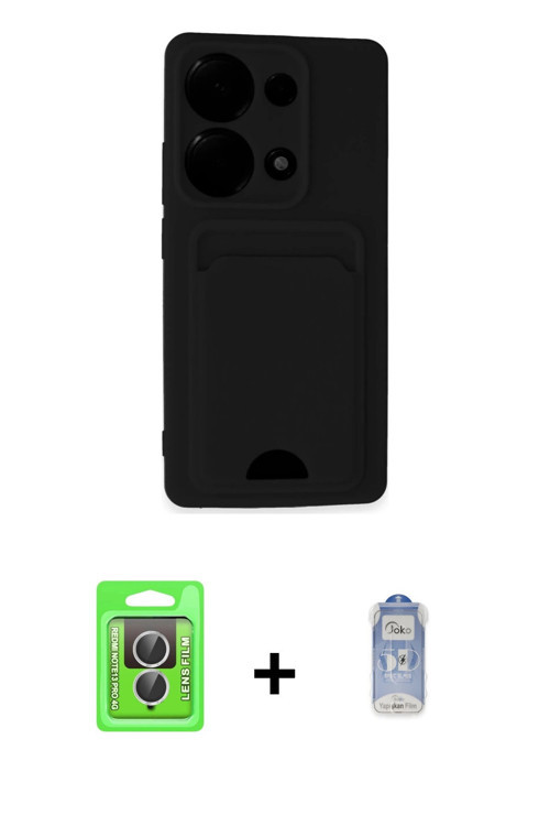 Redmi Note 13 Pro 4G Kılıf Vadi Çizgi Prime - Siyah Joko Magic 5D Cam + Gümüş Raze Metal Kamera