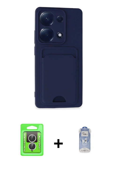 Redmi Note 13 Pro 4G Kılıf Vadi Çizgi Prime - Siyah Joko Magic 5D Cam + Gümüş Raze Metal Kamera