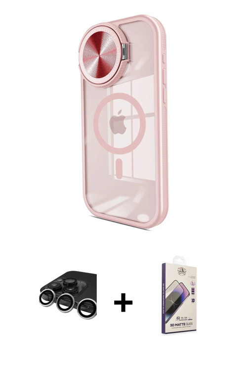 iPhone 15 Pro Max Kılıf Kıvılcım Modern Koleksiyonu - Siyah Bilvis 3D Mat Cam Ekran Koruyucu +