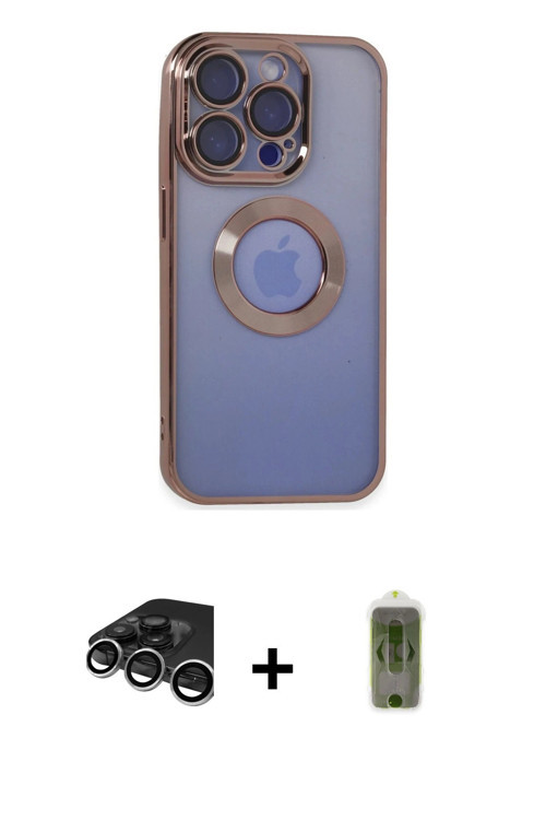 iPhone 15 Pro Max Kılıf Pusula Form - Siyah Joko Magic 5D Hayalet Cam + Gümüş Raze Metal Kamera