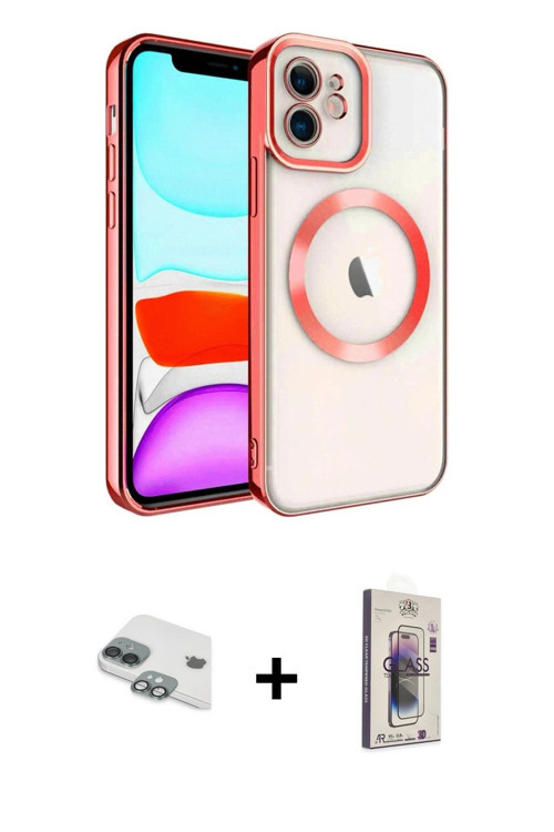 iPhone 11 Kılıf Nova Işık Özel Seri - Siyah Bilvis 3D Cam Ekran Koruyucu + Yeşil Pers Alüminyum