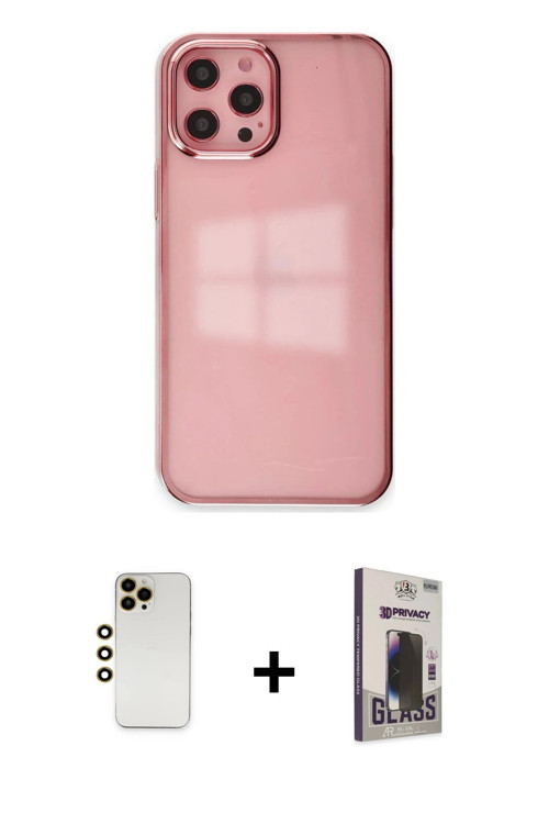 iPhone 12 Pro Max Kılıf Doruk Doku Prime - Siyah Bilvis Hayalet Cam Ekran Koruyucu + Gold Shine
