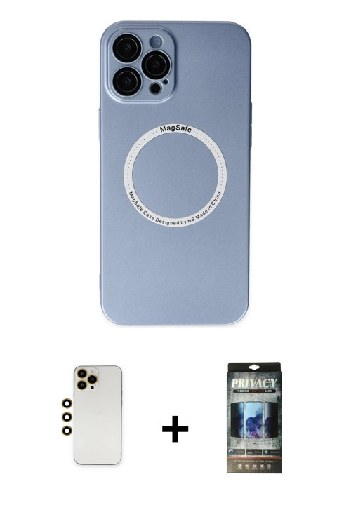 iPhone 12 Pro Kılıf Zirve Klasik Prime - Siyah 34D Hayalet Izgaralı Cam + Gold Shine Kamera Len