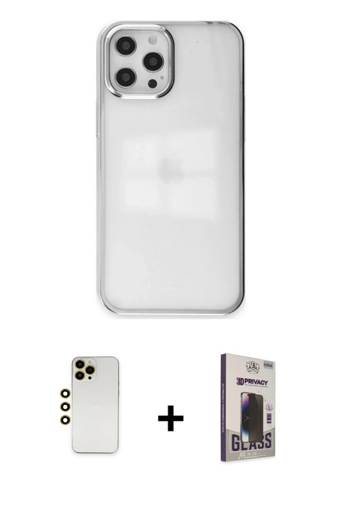 iPhone 12 Pro Max Kılıf Doruk Doku Prime - Siyah Bilvis Hayalet Cam Ekran Koruyucu + Gold Shine
