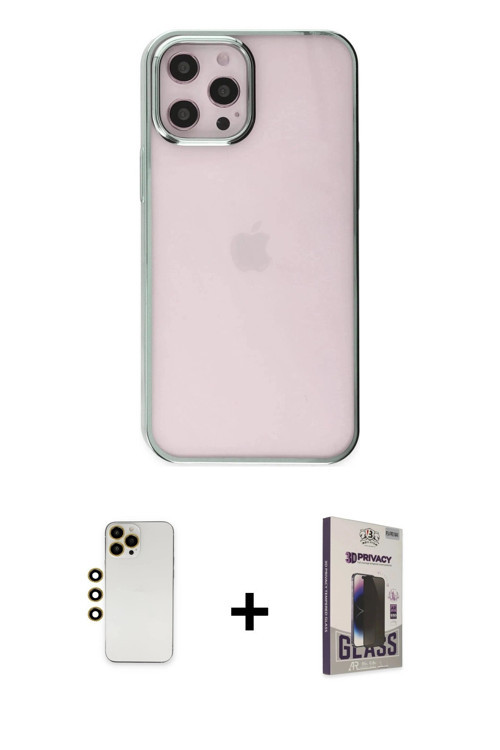 iPhone 12 Pro Max Kılıf Doruk Doku Prime - Siyah Bilvis Hayalet Cam Ekran Koruyucu + Gold Shine