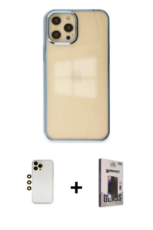 iPhone 12 Pro Max Kılıf Doruk Doku Prime - Siyah Bilvis Hayalet Cam Ekran Koruyucu + Gold Shine