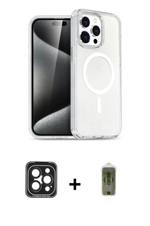 iPhone 15 Pro Max Kılıf Nova Asil Prime - Siyah Joko Magic 5D Hayalet Cam + Siyah PVD Metal Kam