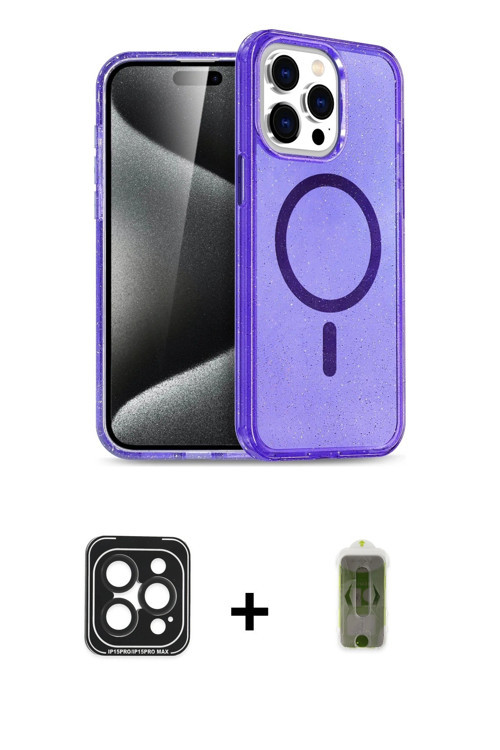 iPhone 15 Pro Max Kılıf Nova Asil Prime - Siyah Joko Magic 5D Hayalet Cam + Siyah PVD Metal Kam