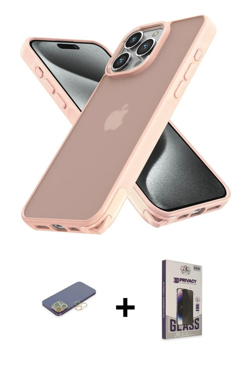 iPhone 12 Pro Max Kılıf Atlas Form - Siyah Bilvis Hayalet Cam Ekran Koruyucu + Sarı Renkli Kame