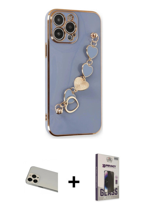 iPhone 13 Pro Max Kılıf Nova Işık Prime - Siyah Bilvis Hayalet Cam Ekran Koruyucu + Rose Gold R