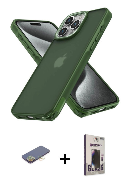 iPhone 12 Pro Max Kılıf Atlas Form - Siyah Bilvis Hayalet Cam Ekran Koruyucu + Sarı Renkli Kame