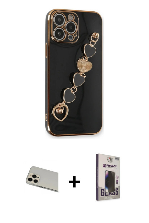 iPhone 13 Pro Max Kılıf Nova Işık Prime - Siyah Bilvis Hayalet Cam Ekran Koruyucu + Rose Gold R
